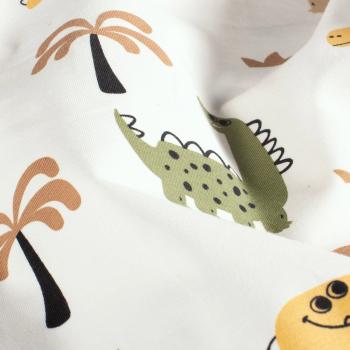 Baumwolljersey Dinosaurier auf Wollweiß